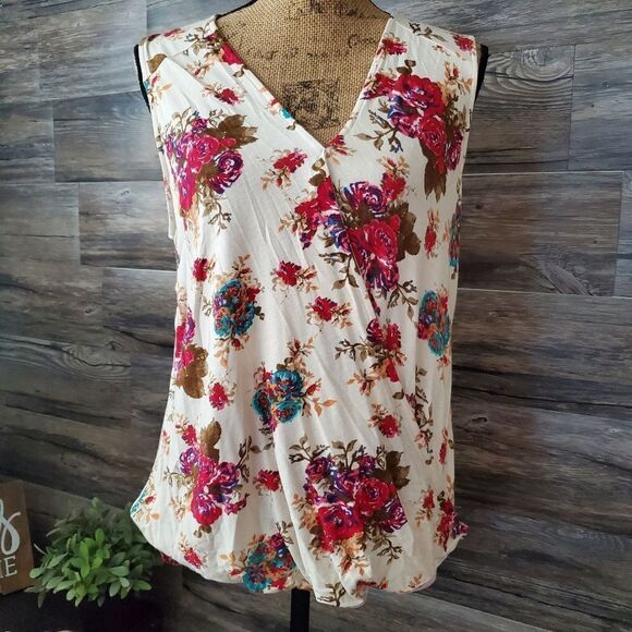 Olivia Moon Floral Blouse Bright Flowey Top, Women's Size Small - Picture 1 of 9